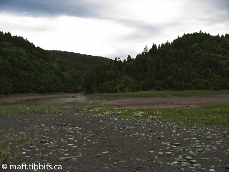 Looking back at the point between Goose River and Rossiter Brook after crossing over to Fundy Park.