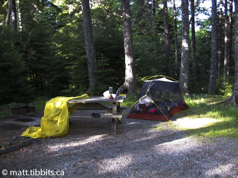 Finally arrived at Point Wolfe Campground.