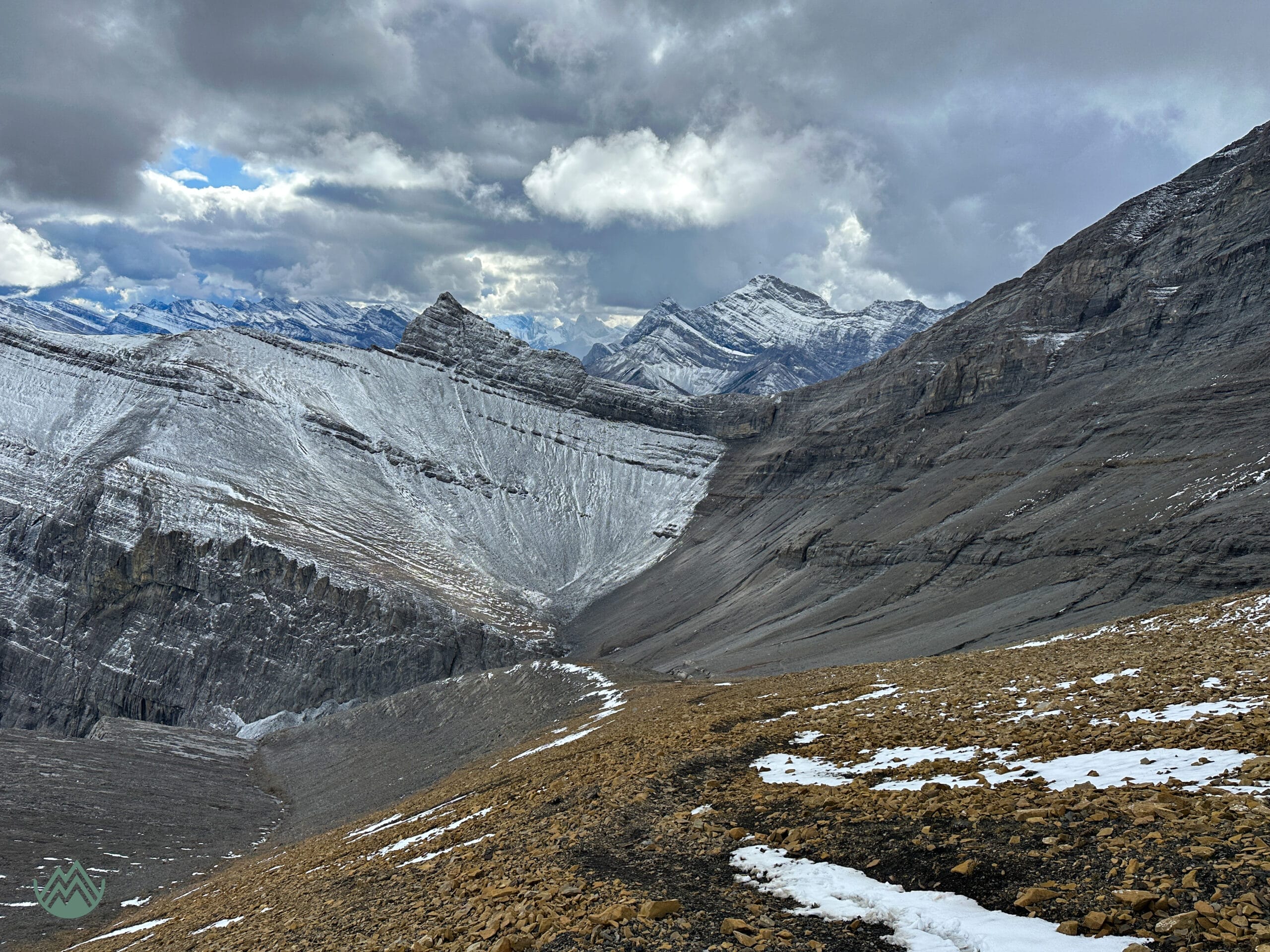 The trail to the summit of the Middle Sister in Canmore, AB.